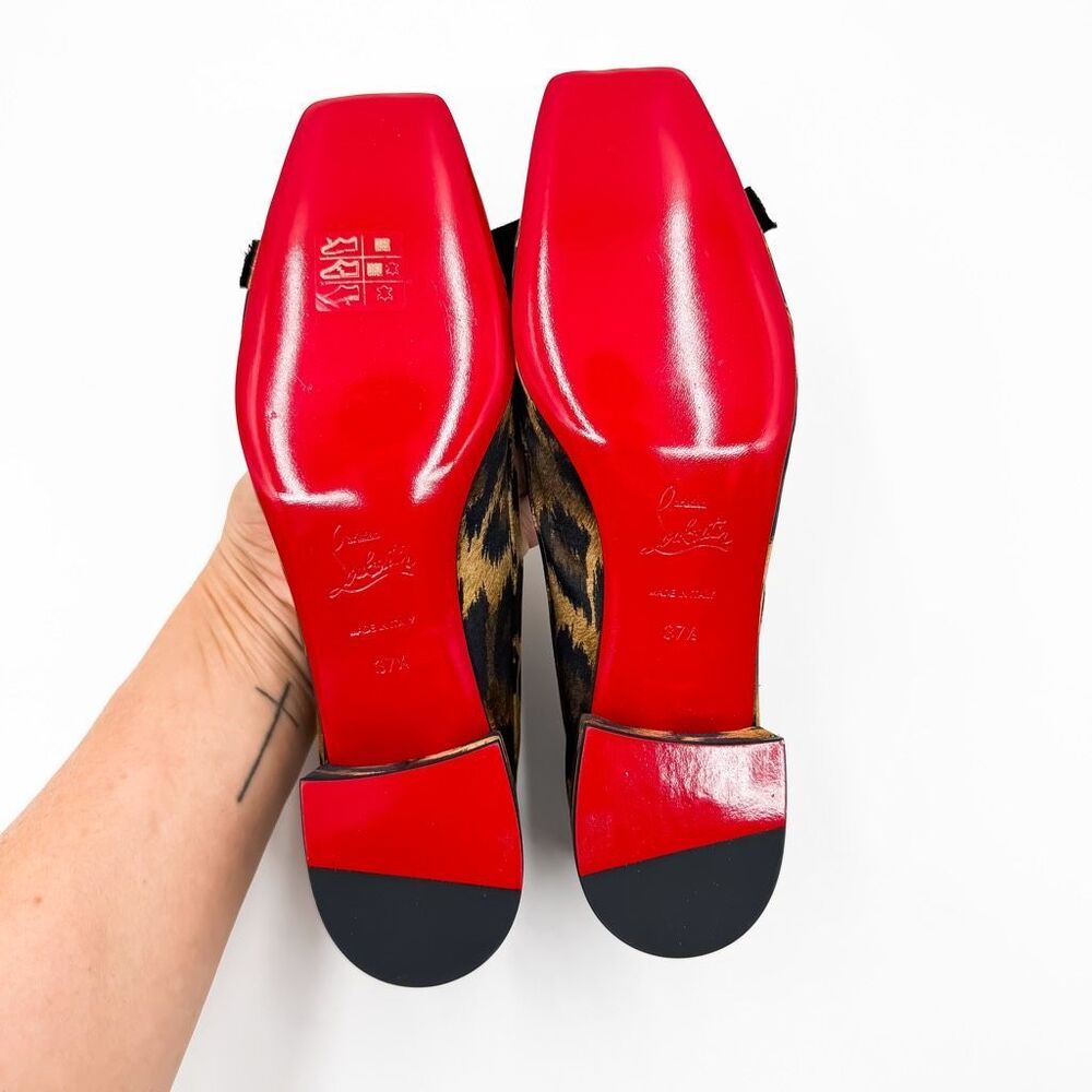 Christian Louboutin Mamaflirt 30 Satin Leopard Bow Ballet Flats EU 37.5 US 7.5 - Picture 10 of 12